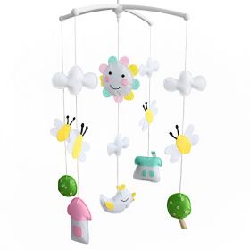 Handmade Bees House Bird Trees Sunshine Baby Crib Mobile Nursery Room Decor Musical Mobile Crib Toy for Girls Boys - Default