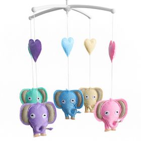 Colorful Elephant Handmade Baby Crib Mobile Nursery Room Decor Baby Mobile for Crib; Blue Purple Beige Green Pink - Default