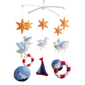 Sea Gull Starfish Sailboat Drift Bottle Handmade Baby Musical Crib Mobile Boys Girls Nursery Mobile Hanging Toy - Default