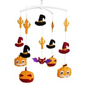 Halloween Pumpkin Wizard Hat Baby Crib Mobile Infant Room Nursery Decor Hanging Musical Mobile Crib Toy - Default