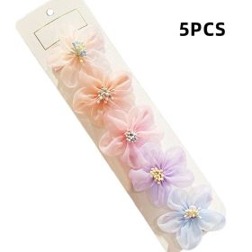 Chiffon Bow Ribbon Girls Hairpins Cute Colorful Bows Flowers Children Hair Clips Fashion Hair Accessories - B- 4