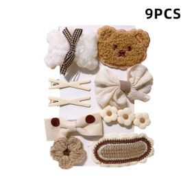 Cartoon Baby Girl Hair Clips Cute Bear Children Hairpin Bowknot Knitted Flower Kids Barretees Baby Hair Accessories - A- 1