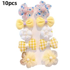 Chiffon Bow Ribbon Girls Hairpins Cute Colorful Bows Flowers Children Hair Clips Fashion Hair Accessories - C- Yellow 2