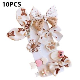 Cartoon Baby Girl Hair Clips Cute Bear Children Hairpin Bowknot Knitted Flower Kids Barretees Baby Hair Accessories - B- 2