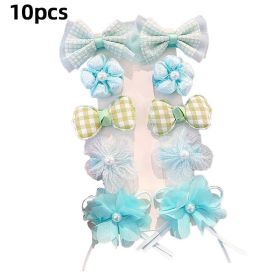 Chiffon Bow Ribbon Girls Hairpins Cute Colorful Bows Flowers Children Hair Clips Fashion Hair Accessories - C- Cyan