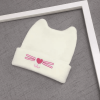 White Baby Cute Embroidered Cat Ear Hat - White