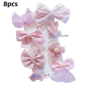 8/9/10Pcs/Set Cartoon Baby Girl Hair Clips Cute Bear Children Hairpins Bowknot Knitted Flower Kids Barretees Baby Hair Accessori - D-1