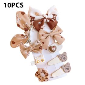 8/9/10Pcs/Set Cartoon Baby Girl Hair Clips Cute Bear Children Hairpins Bowknot Knitted Flower Kids Barretees Baby Hair Accessori - A- 5