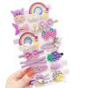 New 14-Piece Set Children's Cute Flower Fruit Animal Candy Color Hairpin Set - Purple calf 14 sets