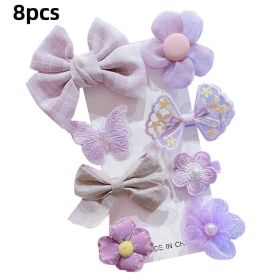 8/9/10Pcs/Set Cartoon Baby Girl Hair Clips Cute Bear Children Hairpins Bowknot Knitted Flower Kids Barretees Baby Hair Accessori - D-4