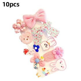 8/9/10Pcs/Set Cartoon Baby Girl Hair Clips Cute Bear Children Hairpins Bowknot Knitted Flower Kids Barretees Baby Hair Accessori - B- 1