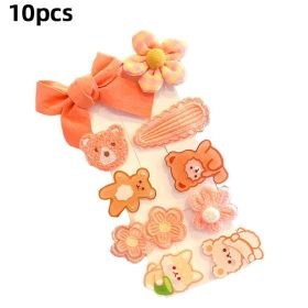 8/9/10Pcs/Set Cartoon Baby Girl Hair Clips Cute Bear Children Hairpins Bowknot Knitted Flower Kids Barretees Baby Hair Accessori - B- 2