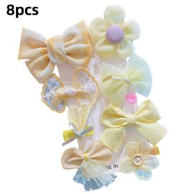 8/9/10Pcs/Set Cartoon Baby Girl Hair Clips Cute Bear Children Hairpins Bowknot Knitted Flower Kids Barretees Baby Hair Accessori - D-2