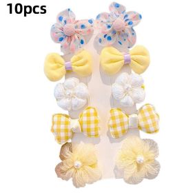 8/9/10Pcs/Set Cartoon Baby Girl Hair Clips Cute Bear Children Hairpins Bowknot Knitted Flower Kids Barretees Baby Hair Accessori - E-3