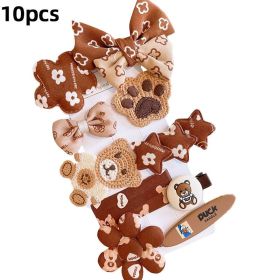 8/9/10Pcs/Set Cartoon Baby Girl Hair Clips Cute Bear Children Hairpins Bowknot Knitted Flower Kids Barretees Baby Hair Accessori - A- 4