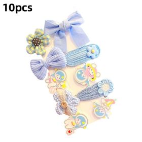 8/9/10Pcs/Set Cartoon Baby Girl Hair Clips Cute Bear Children Hairpins Bowknot Knitted Flower Kids Barretees Baby Hair Accessori - B- 3