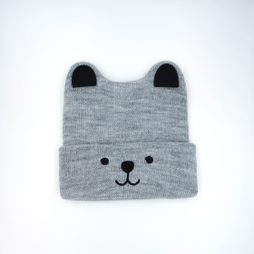 Grey Baby Bear Ear Knit Hat - Gray