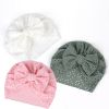 3 PCs White Green Pink Children Baby Solid Color Summer Breathable Porous Sleeve Cap Bow Fetal Cap - White green powder 3 piece set