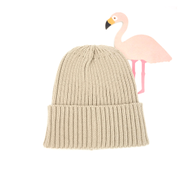 Beign Solid Color Knitted Beanies Hat for Boys Girls - beige