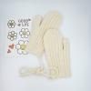 Beige Knitted Mittens with Twist-Pattern for Boys Girls - Beige