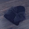 2-8Y Organza Big Bowknot Knitted Hat - Black - One Size