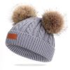 Cute Double Wool Pompom Baby Hat Children Cap Warm Autumn Winter Hats For Kids Boys Girls Knitted Warmer Beanie Caps Bonnet - Gray - 0-3 Years