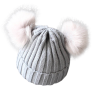 Cute Pompom Baby Hat Warm Winter Knitted Kids Baby Girl Boy Beanie Cap Solid Outdoor Infant Toddler Children Hat Bonnet - Gray - 1-3 Years