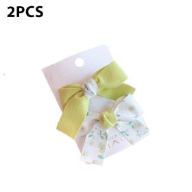 Cute Bows Baby Girls Hair Clips Solid Color Floral Pattern Children Hairpins Korean Korean Kids Hair Accessories - C- Green