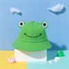 Children's Korean-Style Cute Frog Fisherman Hat Cotton Embroidered Sun Hat Warm Ear Protection Basin Hat - Children Green - Free size