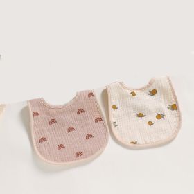 2-Piece Baby Six-Layer Cotton Cloth U-Shaped Bib Eating Bib Baby Anti-Vomiting Milk Towel - 2 pack rainbow grapefruit