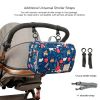 Waterproof baby print stroller bag storage hanging bag diaper bag mother and baby mommy bag - Mommy Bag-Blue Flowers