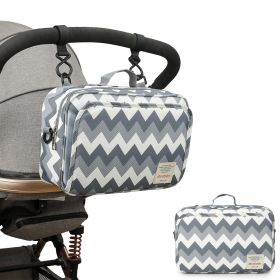 Waterproof baby print stroller bag storage hanging bag diaper bag mother and baby mommy bag - Mommy Bag-Wave pattern