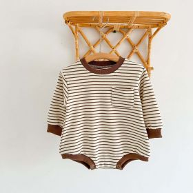 Baby Striped Graphic Long Sleeve Basic Style Bodysuits - 90 (12-24M) - Brown