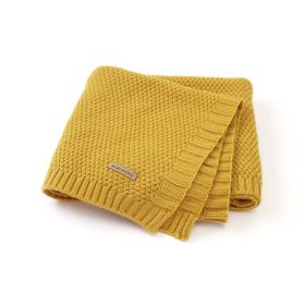 Kids Logo Patched Design Solid Color Knittted Warm Blanket - Average Size (0-12Y) - Light Yellow