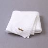 Kids Logo Patched Design Solid Color Knittted Warm Blanket - Average Size (0-12Y) - Beige