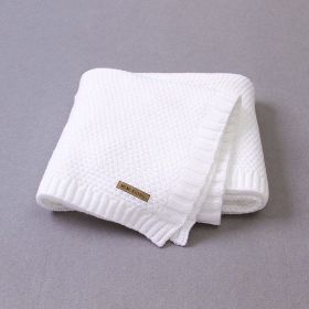 Kids Logo Patched Design Solid Color Knittted Warm Blanket - Average Size (0-12Y) - Beige