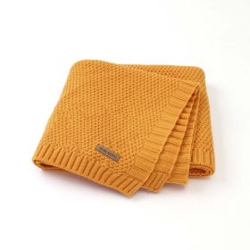 Kids Logo Patched Design Solid Color Knittted Warm Blanket - Average Size (0-12Y) - Yellow