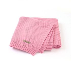 Kids Logo Patched Design Solid Color Knittted Warm Blanket - Average Size (0-12Y) - Light Pink