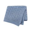 Kids Hollow Carved Graphic Solid Color Knitted Blanket - Average Size (0-12Y) - Blue