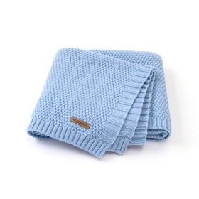 Kids Logo Patched Design Solid Color Knittted Warm Blanket - Average Size (0-12Y) - Blue