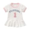 Baby Girl 1pcs Logo Graphic Graphic Side & Neck Striped Design Ruffle Hem Baseball Dress - 73 (6-9M) - Pink