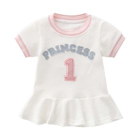 Baby Girl 1pcs Logo Graphic Graphic Side & Neck Striped Design Ruffle Hem Baseball Dress - 73 (6-9M) - Pink