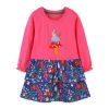 Baby Girl Floral Pattern Patchwork Western Style Dress - 90 (12-24M) - Pink