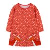 Baby Girl Ditsy Flower Graphic Embroidered Design Long Sleeve Dress - 90 (12-24M) - Red