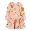 Baby Girl Cartoon Print Pattern O-Neck Long Sleeve Pullover Dress - 90 (12-24M) - Pink