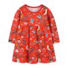 Baby Girl Floral Graphic Long Sleeve A-Line Design Loose Christmas Dress - 90 (12-24M) - Red