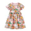 Baby Girl All Over Print Pattern Long Style Fashion Cotton Dress - 90 (12-24M) - Pink