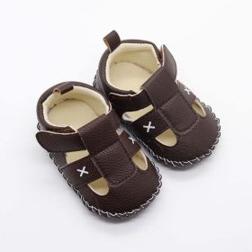 Baby Solid Color Soft Leather Toddler Shoes Sandals In Summer - Insole Length 13.00 cm - Brown