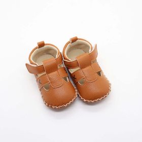 Baby Solid Color Soft Leather Toddler Shoes Sandals In Summer - Insole Length 12.00 cm - Khaki