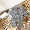 Baby Boy Plaid Pattern Bow Patched Design Cotton Jumpsuit - 66 (3-6M) - Black